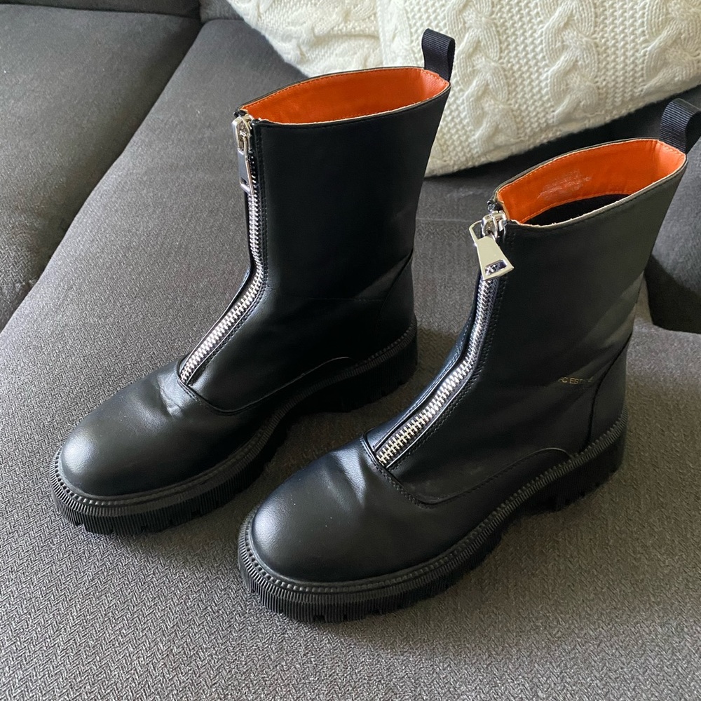 French Connection Black Combat Boots